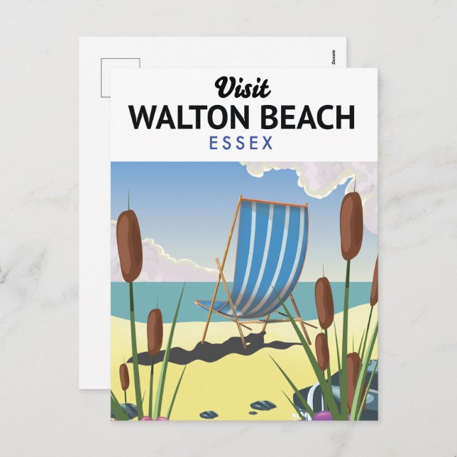 Walton Beach, Essex Seaside travel poster Holiday Postcard (Front/Back)