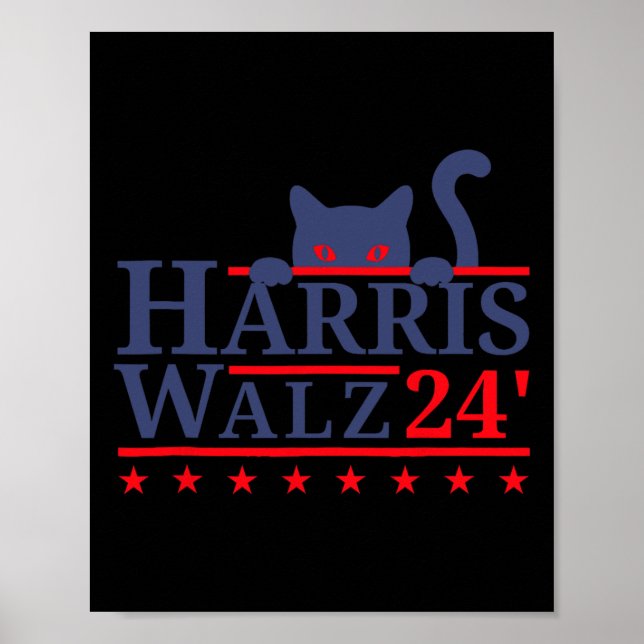 Waltz 2024 Cat Election Kamala Harris Tim Walz 202 Poster (Front)