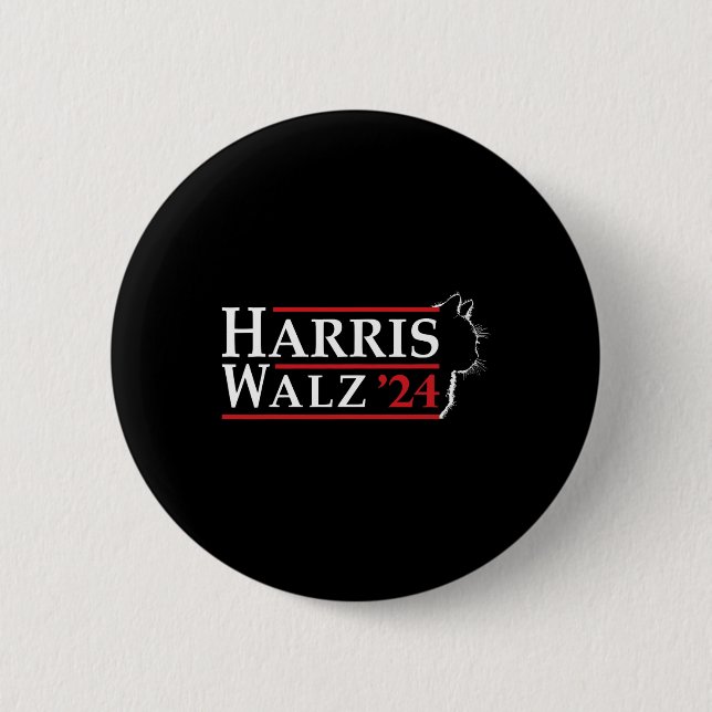 Waltz 2024 Election Cat Lady Kamala Harris Tim Wal 6 Cm Round Badge (Front)