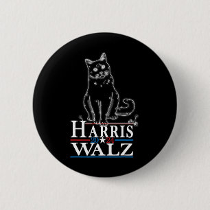 Waltz 2024 Election Funny Cat Kamala Harris Tim WA 6 Cm Round Badge