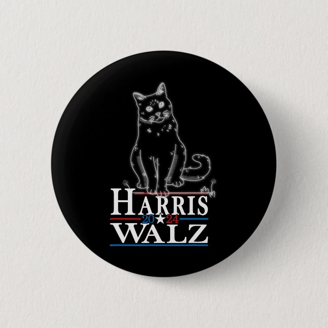 Waltz 2024 Election Funny Cat Kamala Harris Tim WA 6 Cm Round Badge (Front)
