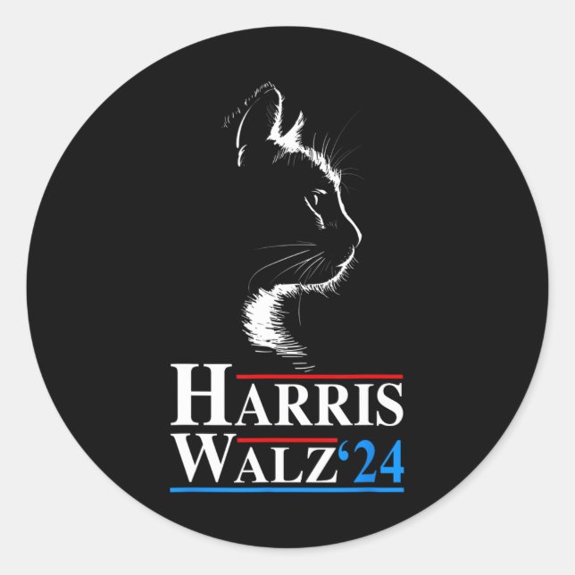 Waltz 2024 Election Funny Cat Kamala Harris Tim Wa Classic Round Sticker (Front)