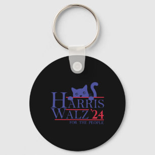 Waltz 2024 For The People Funny Cat Lady Kamala 20 Key Ring