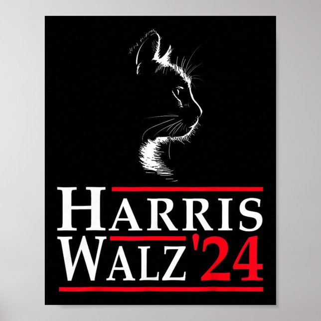 Waltz 2024 Funny Cat Vote For Kamala Harris Tim Wa Poster (Front)