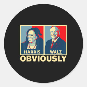 Waltz 2024 Obviously Tim Walz Kamala Harris 2024 Classic Round Sticker
