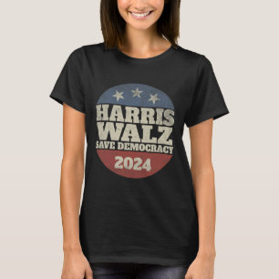 Waltz 2024 Save Democracy Shirt Retro Button Elect