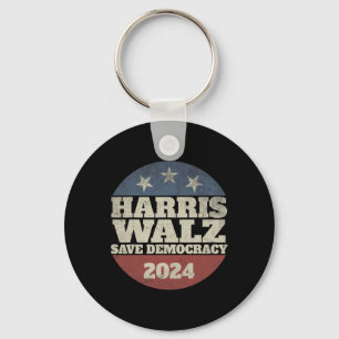 Waltz 2024 Save Democracy Shirt Retro Button Elect Key Ring