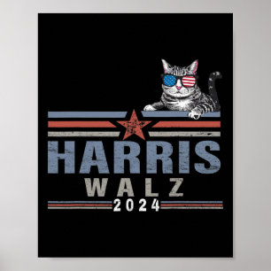 Waltz 24 For President Patriotic Kamala Funny Cat Poster