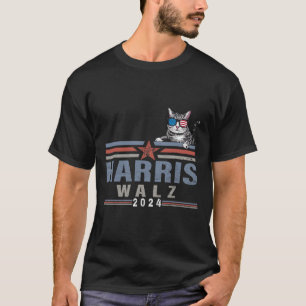 Waltz 24 For President Patriotic Kamala Funny Cat  T-Shirt