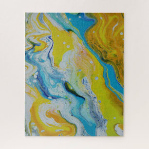 Waltz Across 3 Fluid Yellow Blue Abstract Puzzle