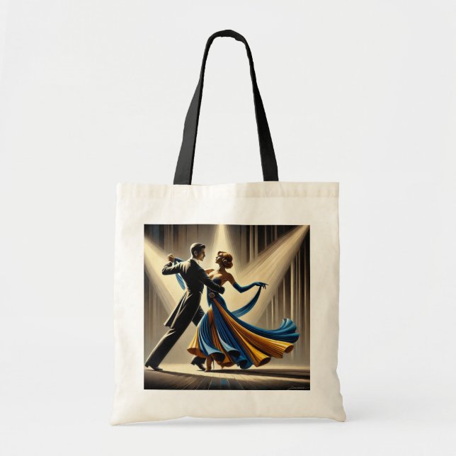 Waltzing Couple Dancing Vintage Tote Bag (Front)