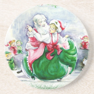 Waltzing Santa & Mrs. Claus Coaster