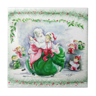 Waltzing Santa & Mrs. Claus Tile