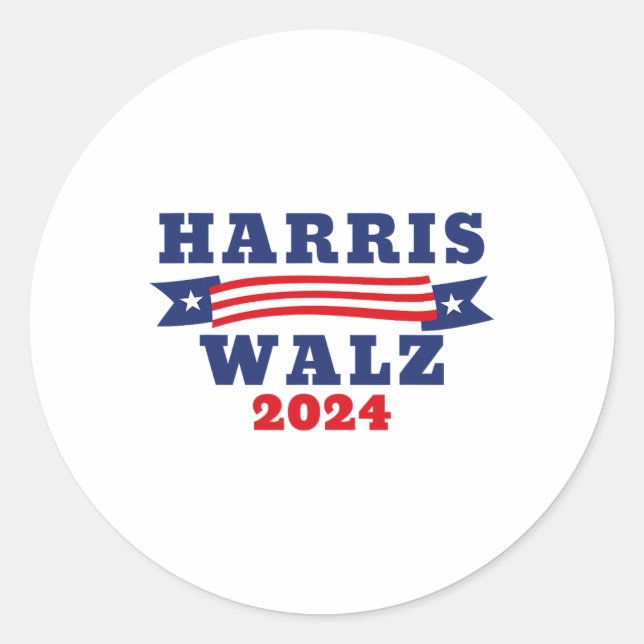 Walz 2024 American Flag Kamala Harris Tim Waltz 20 Classic Round Sticker (Front)