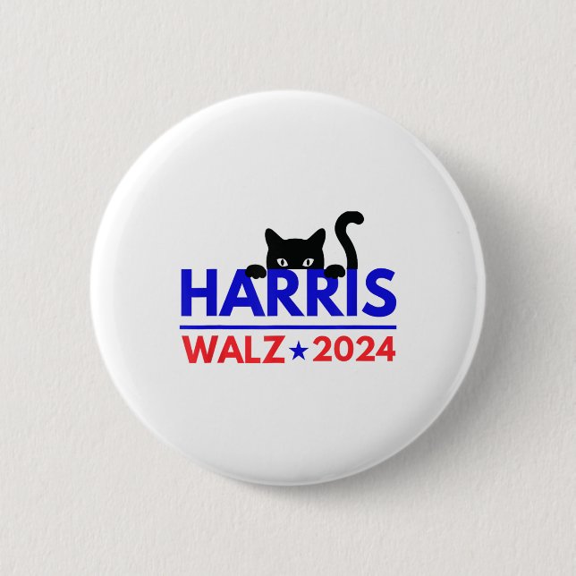 Walz 2024 Funny Cat Election Kamala Harris Tim Wal 6 Cm Round Badge (Front)