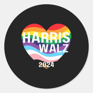 Walz 2024 Lgbtq Gay Pride Rainbow Kamala Harris 1 Classic Round Sticker