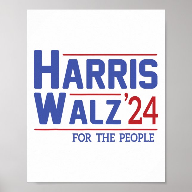 Walz 2024 President American Flag Kamala Harris Wa Poster (Front)