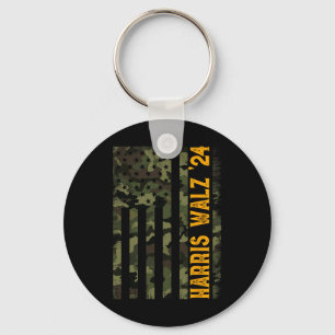 Walz 2024 Presidential Election Kamala Camo Flag Key Ring