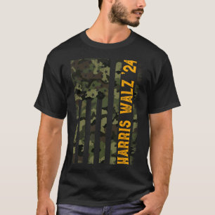 Walz 2024 Presidential Election Kamala Camo Flag  T-Shirt