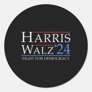 Walz 2024 Save Democracy 2024 Election Funny Harri Classic Round Sticker