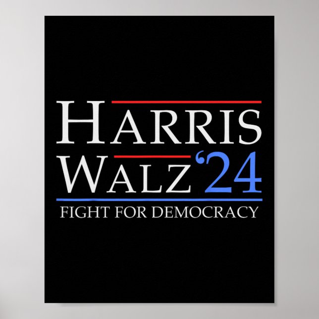 Walz 2024 Save Democracy 2024 Election Funny Harri Poster (Front)