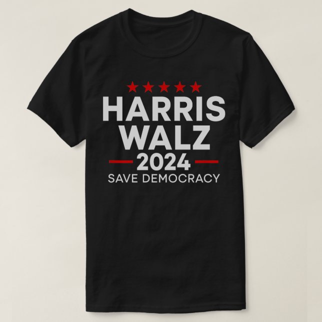 Walz 2024 Save Democracy Kamala Tim Walz Waltz 202 T-Shirt (Design Front)