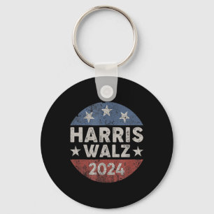 Walz 2024 Vintage Button Kamala Harris Tim Walz Key Ring