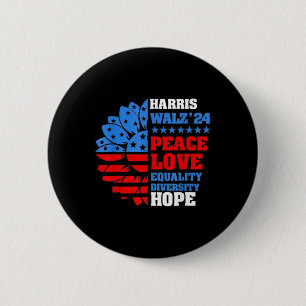 Walz Peace Love Equality Hope Diversity  6 Cm Round Badge