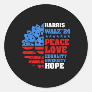 Walz Peace Love Equality Hope Diversity Classic Round Sticker