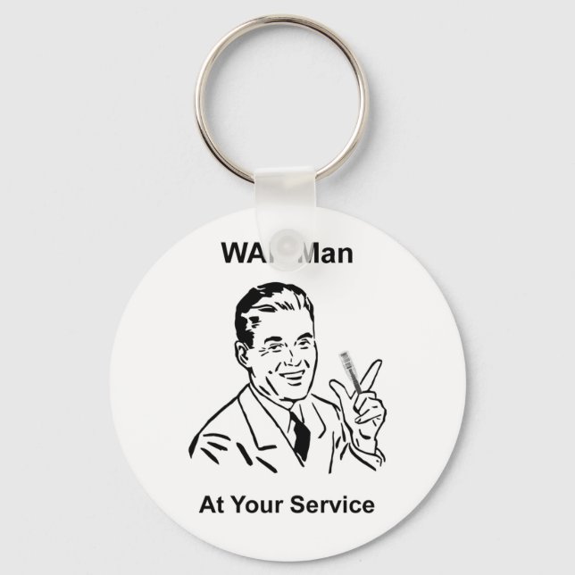 WAN Man At Your Service Retro Tech Key Ring (Front)