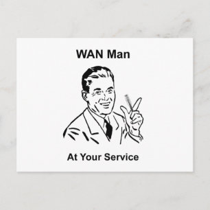 WAN Man At Your Service Retro Tech Postcard