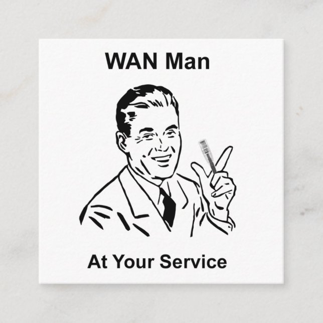 WAN Man At Your Service Retro Tech Square Business Card (Front)