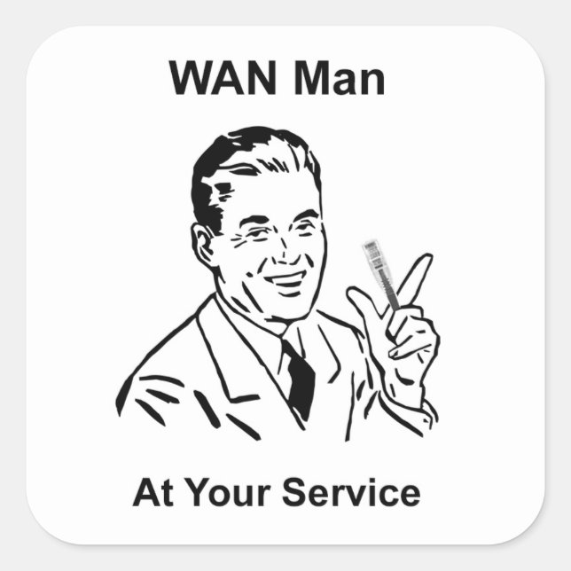WAN Man At Your Service Retro Tech Square Sticker (Front)