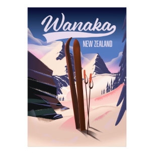 Wanaka New Zealand ski poster
