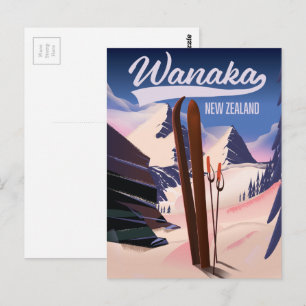Wanaka New Zealand ski poster Postcard