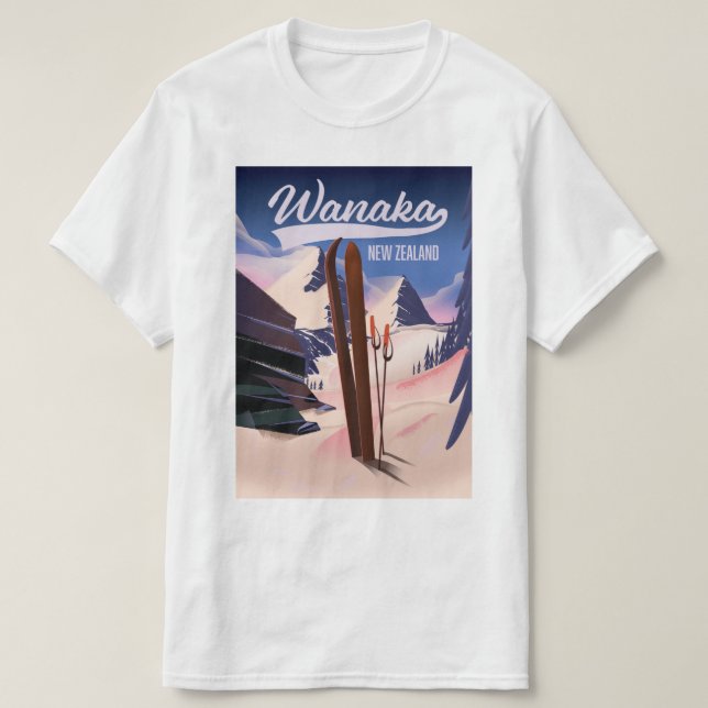 Wanaka New Zealand ski poster T-Shirt (Design Front)