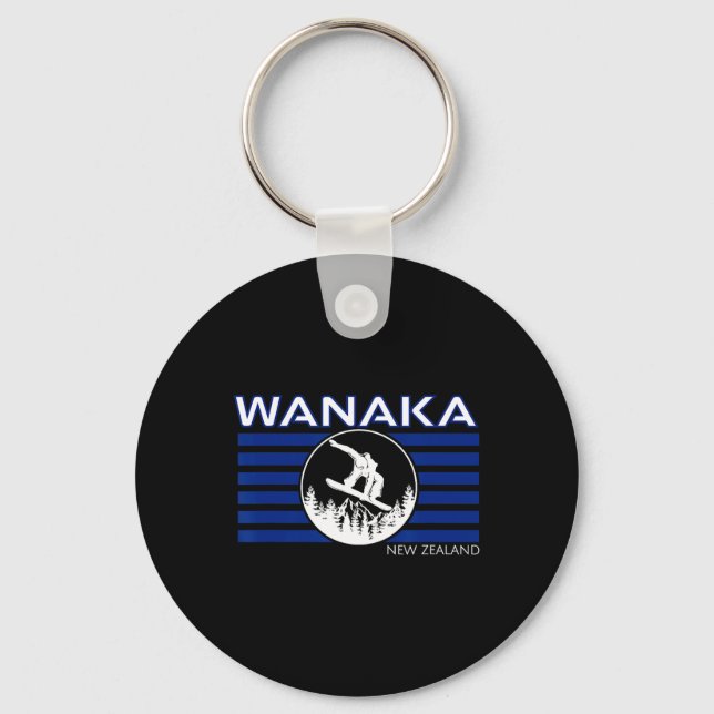 Wanaka New Zealand Snowboarding New Zealander Snow Key Ring (Front)