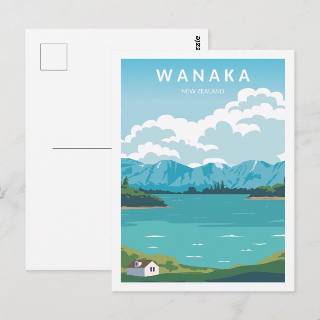 Wanaka New Zealand Travel Place Illustration Postcard (Front/Back)