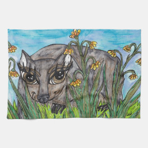 Wanda the Wombat Tea Towel