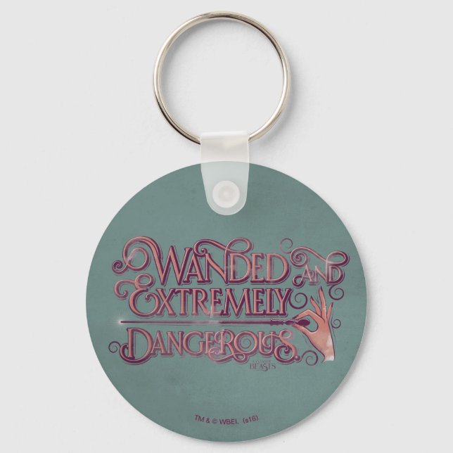 Wanded And Extremely Dangerous Graphic - Pink Key Ring (Front)