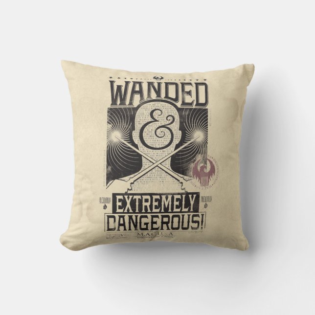 Wanded & Extremely Dangerous Wanted Poster - Black Cushion (Front)