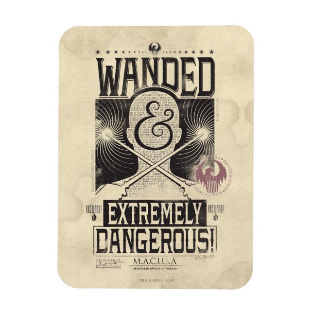 Wanded & Extremely Dangerous Wanted Poster - Black Magnet (Vertical)