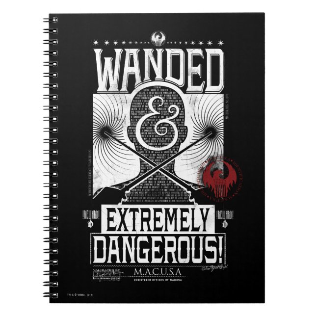 Wanded & Extremely Dangerous Wanted Poster - White Notebook (Front)