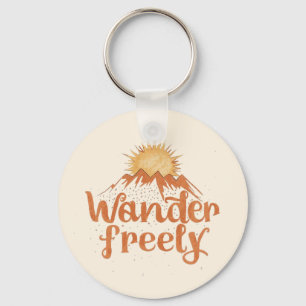 Wander Freely Boho Mountain Sun Adventure Key Ring