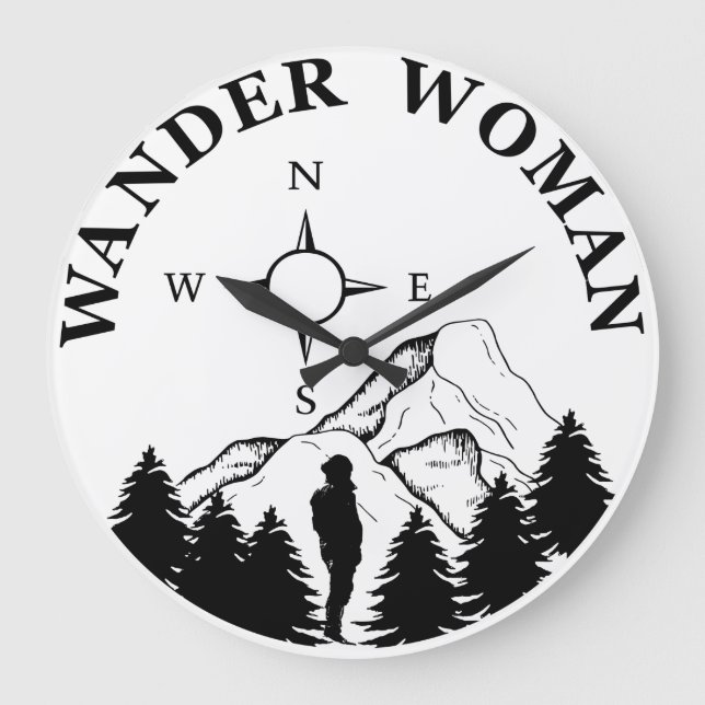 Wander hiking hike camping woman large clock (Front)