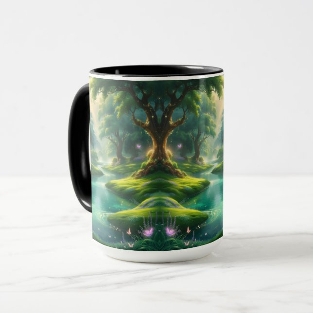 Wander Into Wonder: Serene River Landscape Mug (Front Left)