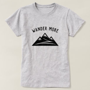 Wander More mountain peak hiking t shirt for women