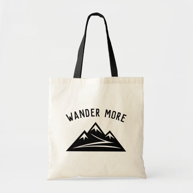 Wander more mountain peak logo custom canvas tote bag (Front)
