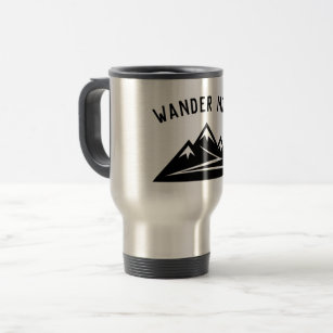 Wander More mountain peak travel to go coffee mug