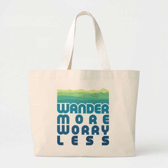 Wander More Worry Less / Blue Gradient Tote Bag (Front)